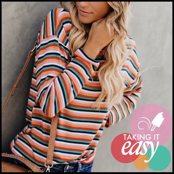 Boutique Sweaters - Striped Sweater Top